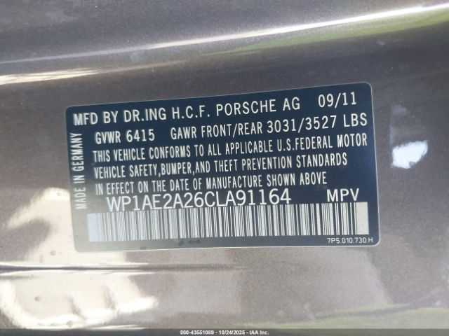 2012 PORSCHE CAYENNE HYBRID WP1AE2A26CLA91164 Photo 8