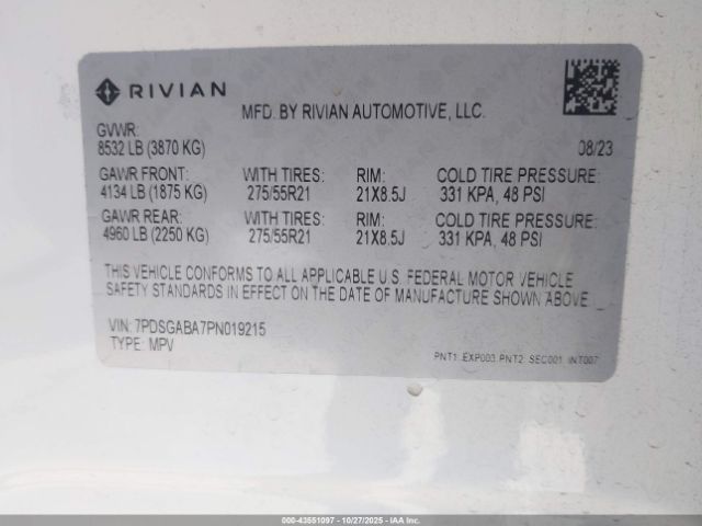 2023 RIVIAN R1S 7PDSGABA7PN019215 Photo 8