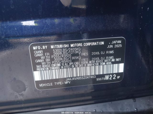 2025 MITSUBISHI OUTLANDER JA4J4VA85SZ047463 Photo 8