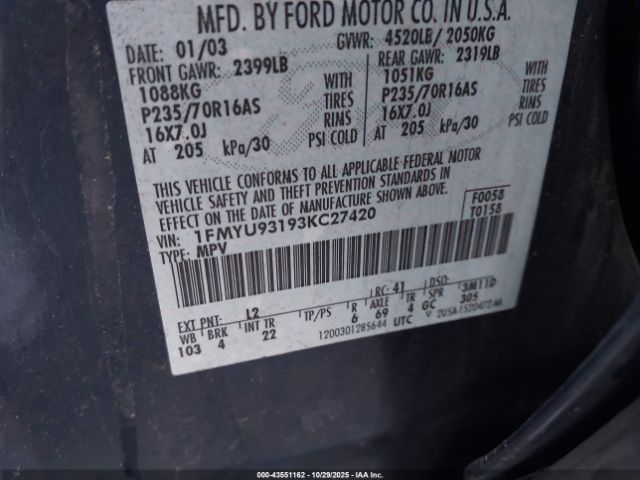 2003 FORD ESCAPE 1FMYU93193KC27420 Photo 8