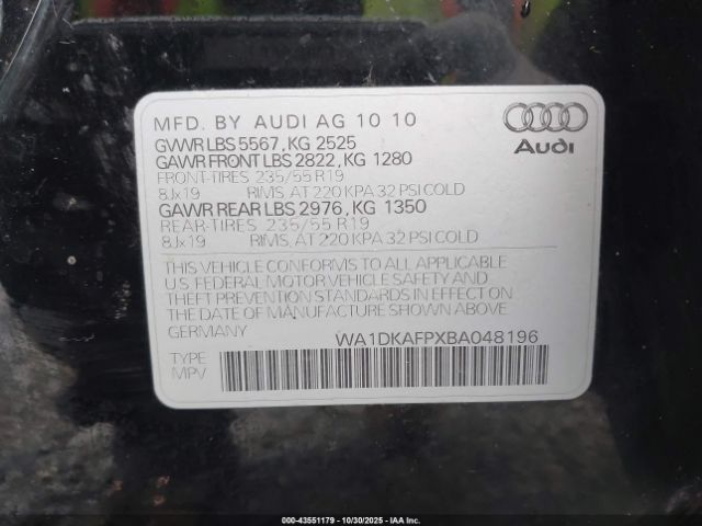 2011 AUDI Q5 WA1DKAFPXBA048196 Photo 8