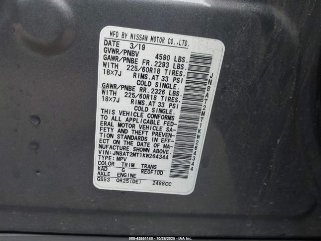 2019 NISSAN ROGUE JN8AT2MT1KW264344 Photo 8