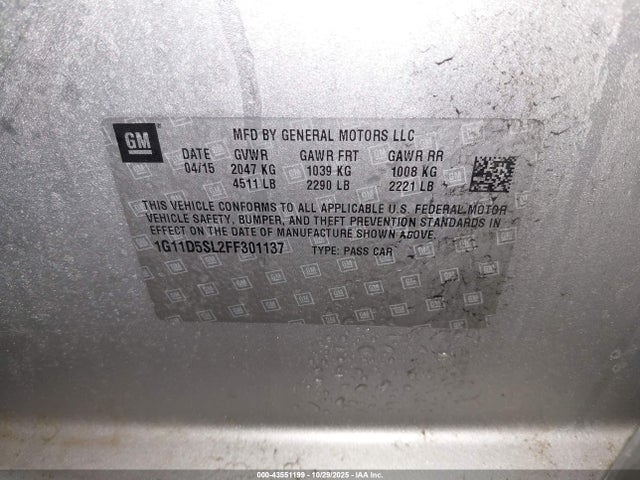 Chevrolet MALIBU 2LT 2015 1G11D5SL2FF301137 Image 9