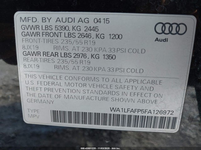 2015 AUDI Q5 WA1LFAFP5FA126972 Photo 8