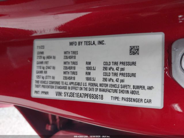 2023 TESLA MODEL 3 5YJ3E1EA7PF693618 Photo 8