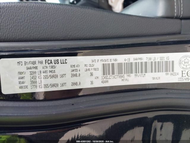 2019 DODGE DURANGO 1C4SDJCT1KC770945 Photo 8