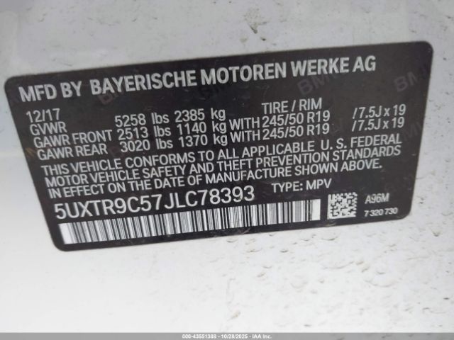 2018 BMW X3 5UXTR9C57JLC78393 Photo 8