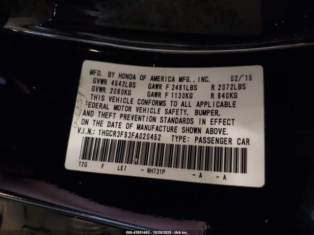 Honda Accord 2015 1HGCR3F93FA020452 Image 21