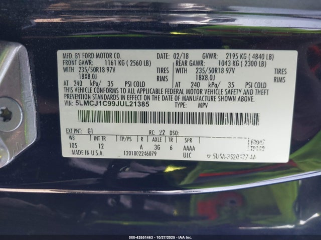 Lincoln Mkc Premiere 2018 5LMCJ1C99JUL21385 Image 9