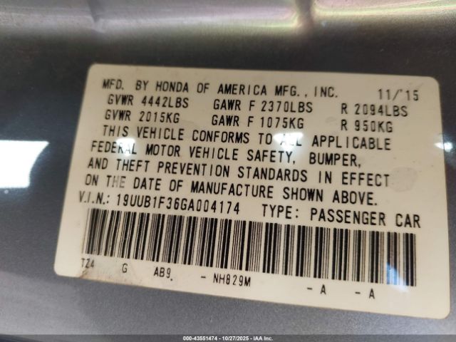 2016 ACURA TLX 19UUB1F36GA004174 Photo 8