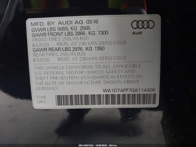 2016 AUDI Q5 WA1D7AFP7GA114406 Photo 8