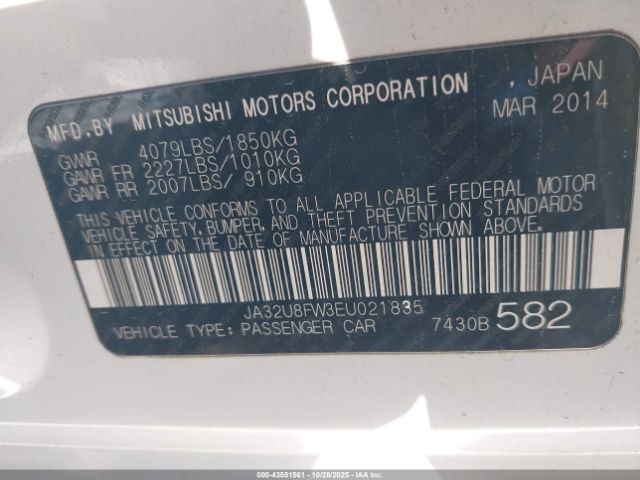 2014 MITSUBISHI LANCER JA32U8FW3EU021835 Photo 8
