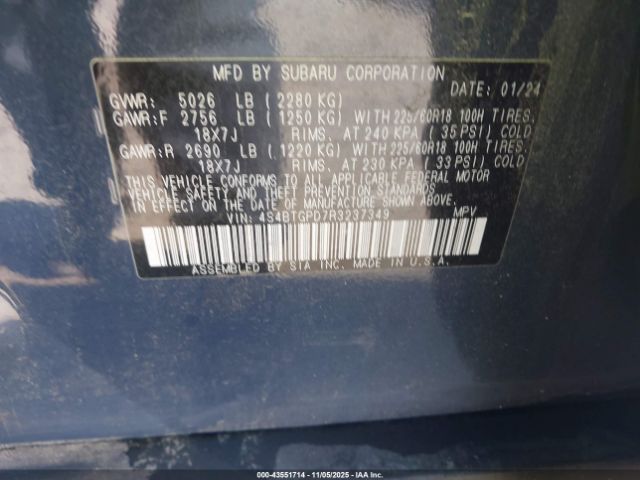 2024 SUBARU OUTBACK 4S4BTGPD7R3237349 Photo 8