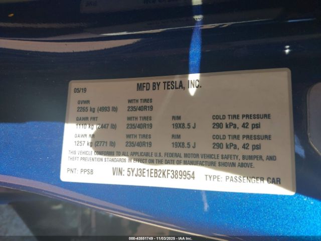 2019 TESLA MODEL 3 5YJ3E1EB2KF389954 Photo 8