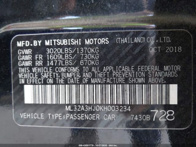 2019 MITSUBISHI MIRAGE ML32A3HJ0KH003234 Photo 8