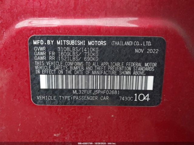 2023 MITSUBISHI MIRAGE G4 ML32FUFJ5PHF02681 Photo 8