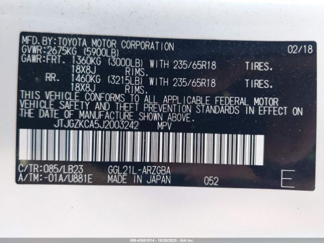 2018 LEXUS RX 350L JTJGZKCA5J2003242 Photo 8