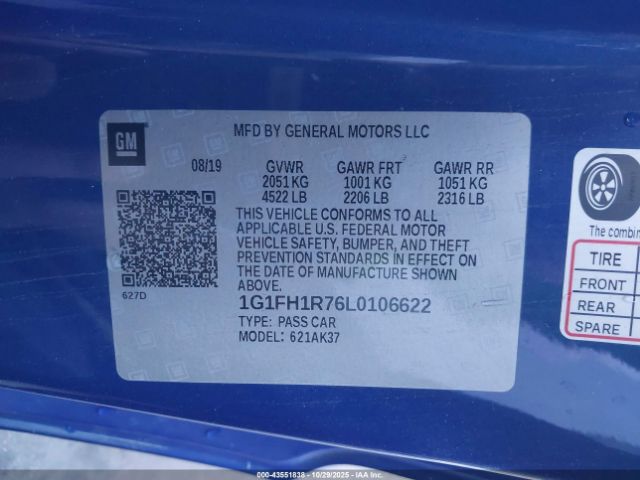 2020 CHEVROLET CAMARO 1G1FH1R76L0106622 Photo 8