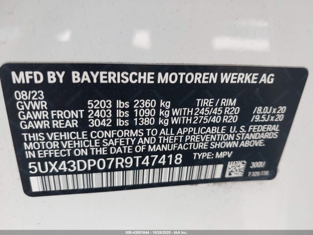 5UX43DP07R9T47418 BMW X3 Sdrive30i