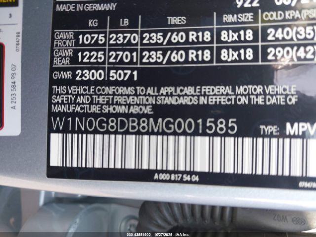 2021 MERCEDES-BENZ GLC 300 W1N0G8DB8MG001585 Photo 8