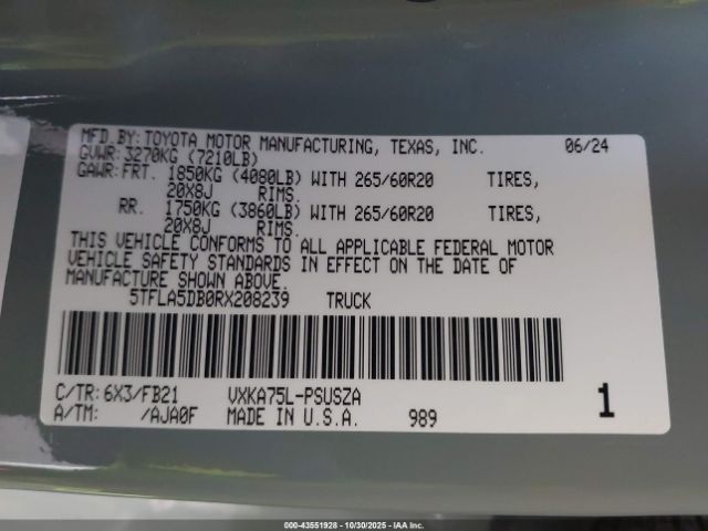 2024 TOYOTA TUNDRA 5TFLA5DB0RX208239 Photo 8