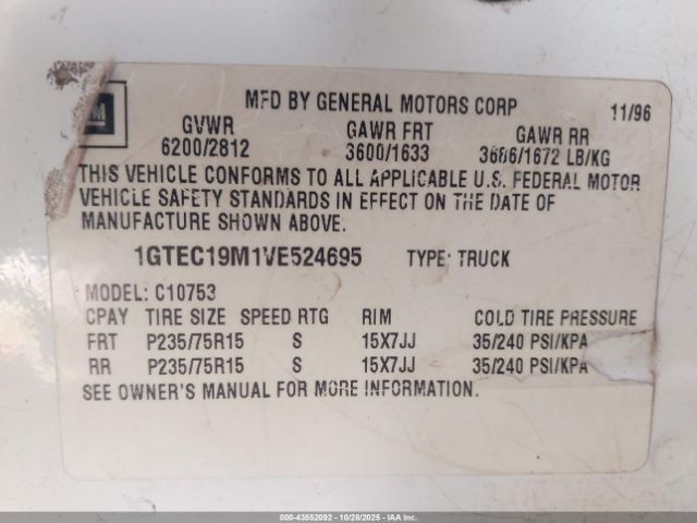1997 GMC SIERRA 1500 1GTEC19M1VE524695 Photo 8