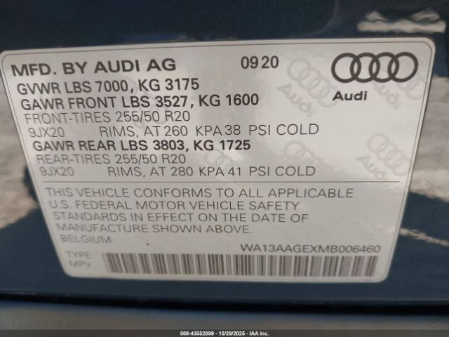 2021 AUDI E-TRON SPORTBACK WA13AAGEXMB006460 Photo 8