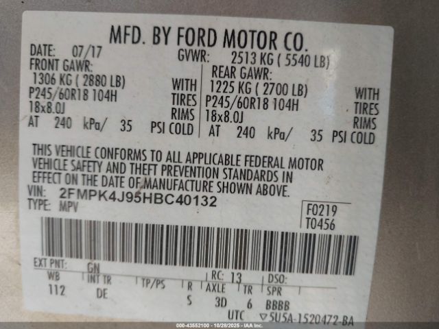 2017 FORD EDGE 2FMPK4J95HBC40132 Photo 8