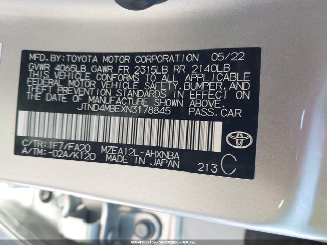 JTND4MBEXN3178845 Toyota Corolla Se Nightshade Edition