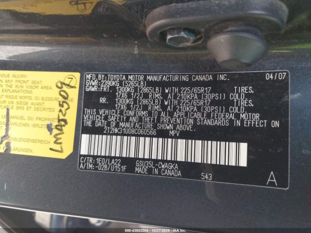 2008 LEXUS RX 350 2T2HK31U08C060566 Photo 8