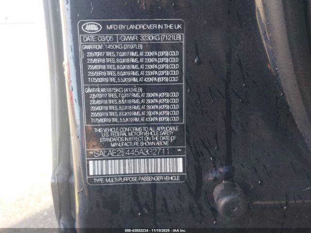 2005 LAND ROVER LR3 SALAE25445A332711 Photo 8