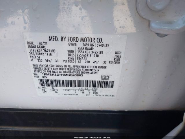 2021 FORD EXPLORER 1FMSK8DH1MGB43663 Photo 8