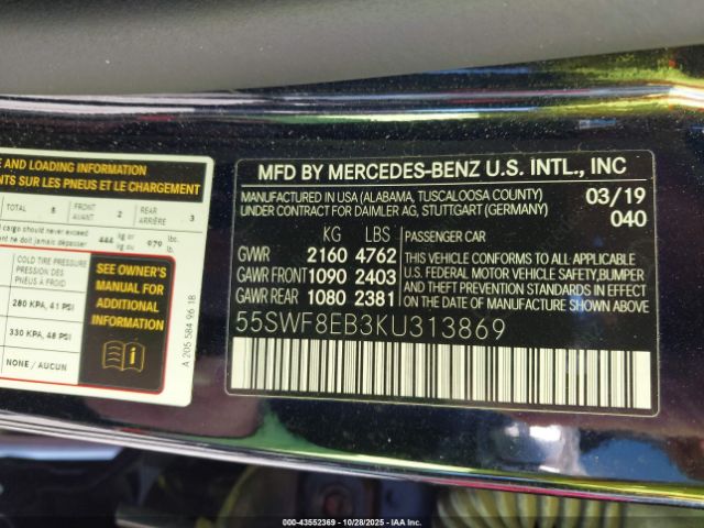 2019 MERCEDES-BENZ C 300 55SWF8EB3KU313869 Photo 8