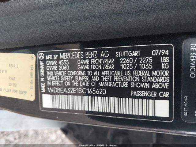 1995 MERCEDES-BENZ E WDBEA32E1SC165620 Photo 8