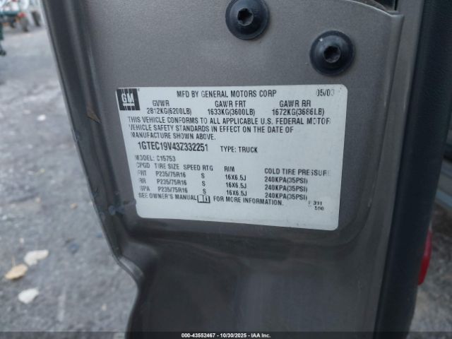 2003 GMC SIERRA 1500 1GTEC19V43Z332251 Photo 8