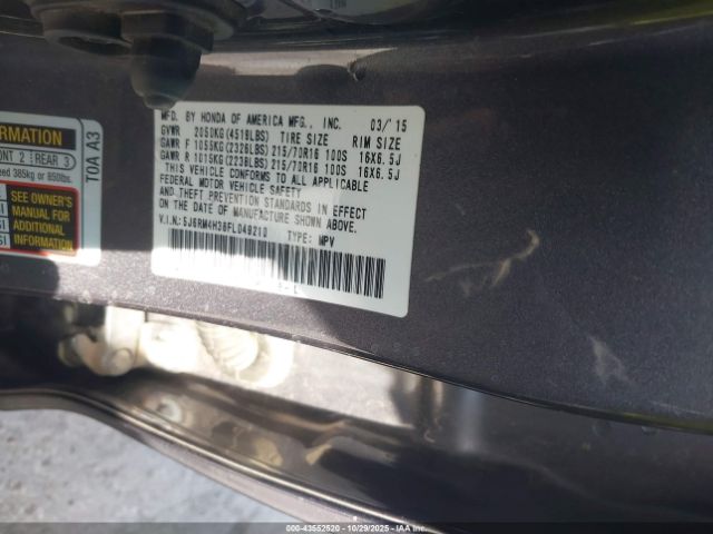 2015 HONDA CR-V 5J6RM4H38FL049210 Photo 8