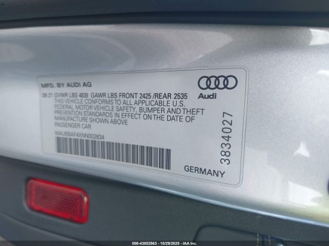 2022 AUDI A4 WAUBBAF4XNN002834 Photo 8