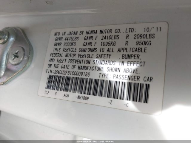 2012 ACURA TSX JH4CU2F81CC009186 Photo 8