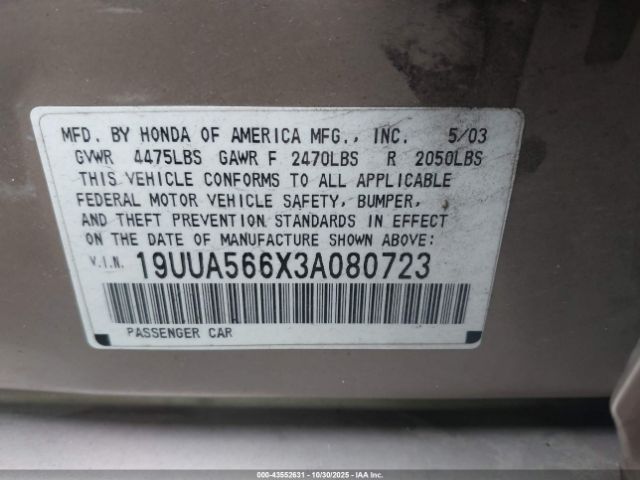 2003 ACURA 3.2TL 19UUA566X3A080723 Photo 8