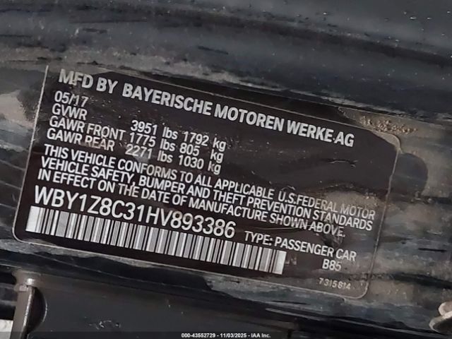 2017 BMW I3 WBY1Z8C31HV893386 Photo 8