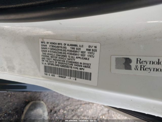 2016 HONDA ODYSSEY 5FNRL5H61GB059316 Photo 8