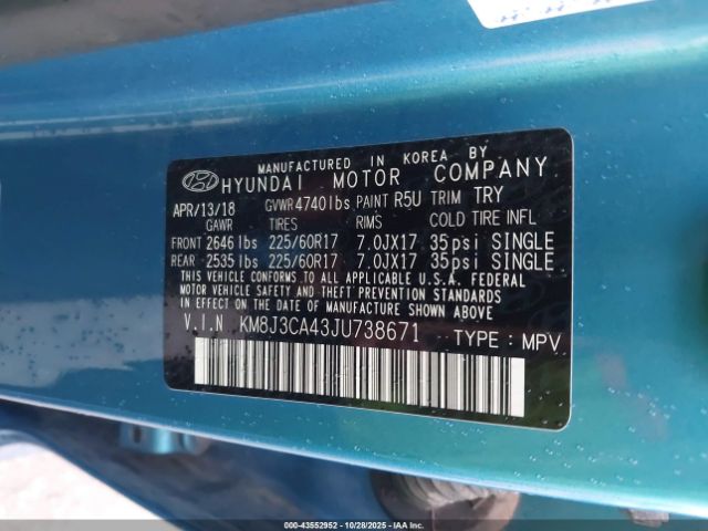 2018 HYUNDAI TUCSON KM8J3CA43JU738671 Photo 8