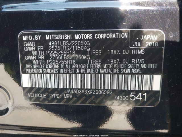 2019 MITSUBISHI OUTLANDER JA4AD3A3XKZ006593 Photo 8