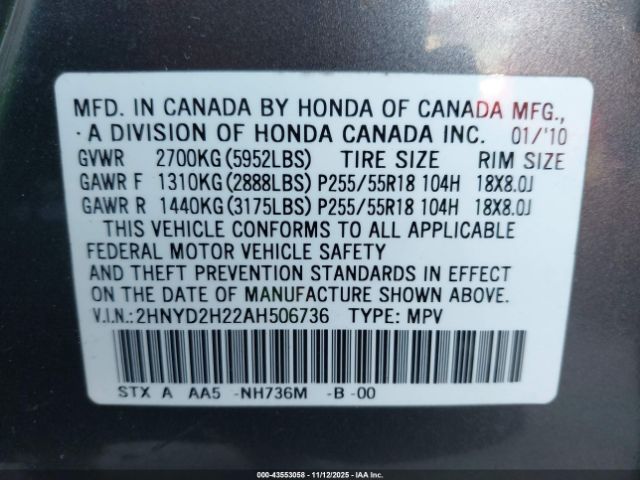 2010 ACURA MDX 2HNYD2H22AH506736 Photo 8