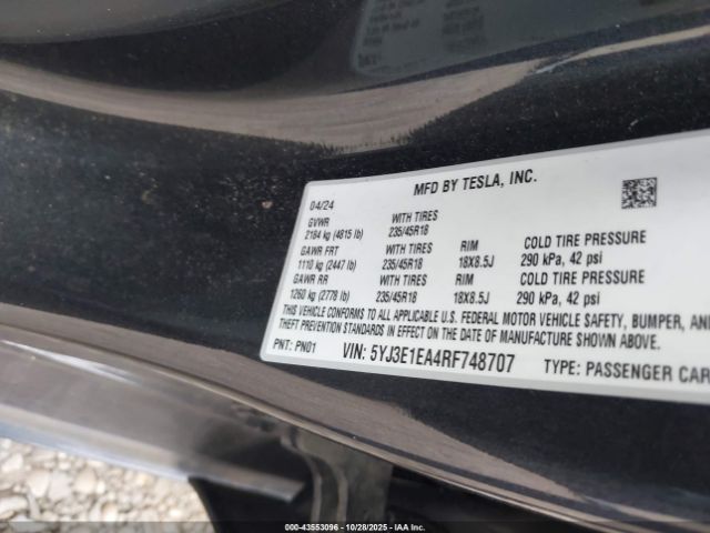 2024 TESLA MODEL 3 5YJ3E1EA4RF748707 Photo 8