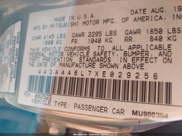 1999 MITSUBISHI GALANT 4A3AA46L7XE029256 Photo 8