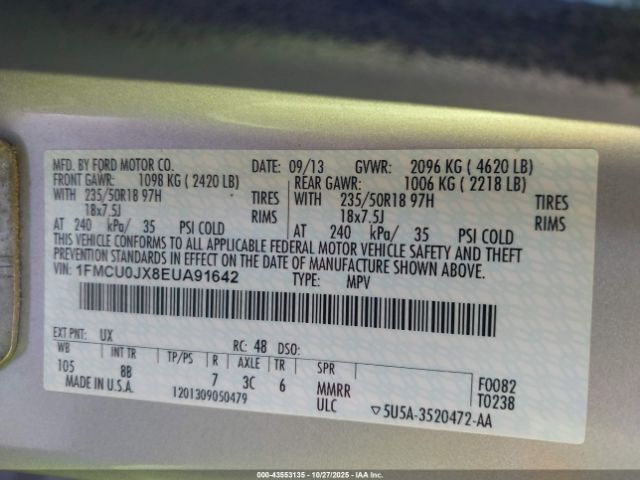 2014 FORD ESCAPE 1FMCU0JX8EUA91642 Photo 8