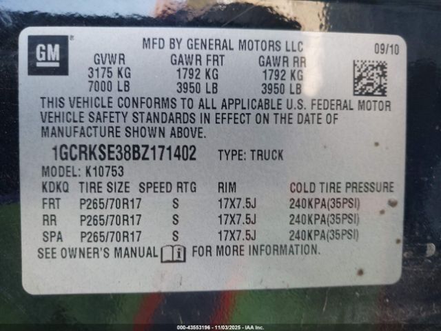 2011 CHEVROLET SILVERADO 1500 1GCRKSE38BZ171402 Photo 8