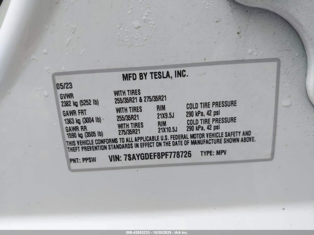 2023 TESLA MODEL Y 7SAYGDEF8PF778726 Photo 8