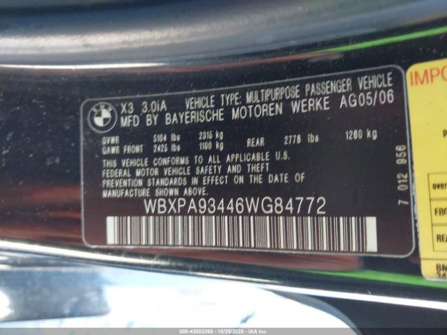2006 BMW X3 WBXPA93446WG84772 Photo 8